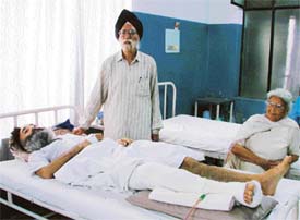 Mr Mohinderpal Singh, who was injured by a PCR cop in Ludhiana on Monday