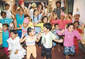 Children taking part in dance workshop held at Punjab Police School, Phase XI, Mohali