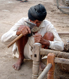 Sukhis father at work in Muktsar on Tuesday. 