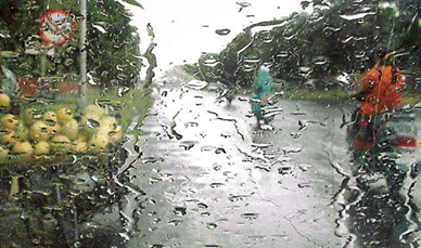 The welcome smattering of showers seen through the wind screen of a moving car in Chandigarh on Wednesday