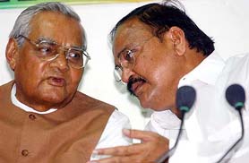 Former Prime Minister Atal Bihari Vajpayee and BJP Vice-President M. Venkaiah Naidu at the partys parliamentary board and central office-bearers meeting in New Delhi on Wednesday.