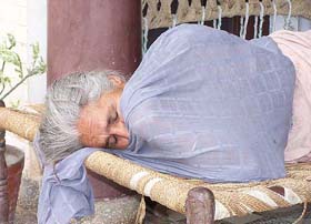 Narender Kaur, mother of Jagtar Singh Hawara, at her home in Hawara village