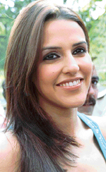 Bollywood actress Neha Dhupia at the inauguration of an electronics goods shop at Circuit Mall, Sector 8, Chandigarh, on Thursday.