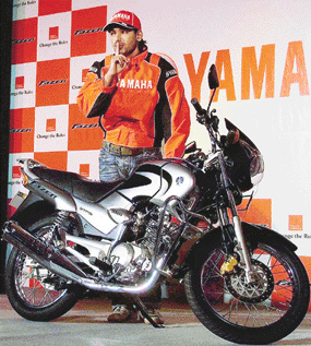 Yamaha Motors brand ambassador John Abraham launches Fazer in New Delhi on Friday.