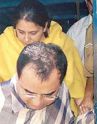 Dr Deepak Kaura and his sister Deepali Kohli, main accused in the Dr Babita Kaura case, being produced in a district court in Chandigarh