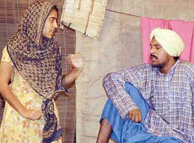 A scene from play Sarpanchni being staged at Pracheen Kala Kendra, Sector 35, Chandigarh