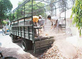 An Army vehicle being used for private purpose in Phase 3A, Mohali, on Saturday.
