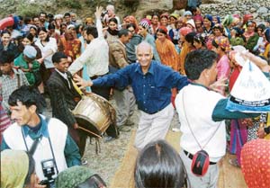 Kaushal doing a jig at a celebration by the tribals