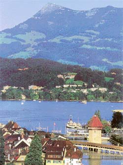 A view of the Chapel Bridge in Lucerne