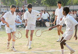 Andhra team members, who won the final match of the 25th Sub-Junior Ball Badminton Championship in Chandigarh on Sunday.