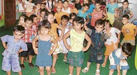 Students of Shemrock Kindergarten enjoy dancing during summer camp organised