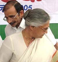 Delhi Chief Minister Sheila Dikshit and DPCC president Ram Babu Sharma at the first meeting of the newly elected delegates in the Capital