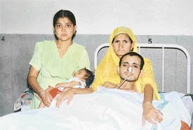 Ms Surinder Kaur with her son Gurdeep Singh, his wife and daughter, at CMCH