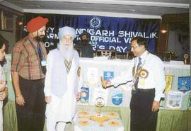 The Rotary district governor, Mr Parmod Vij (extreme right), inaugurates the founders day celebration of the Rotary Shivalik in Chandigarh.