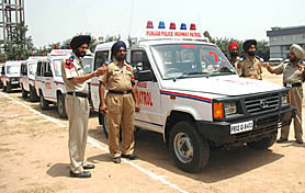Highway patrol vehicles of the Punjab police flagged off by DGP S.S. Virk in Mohali on Wednesday.