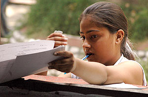 A DU aspirant submitting her application form on Wednesday, the last day for doing so