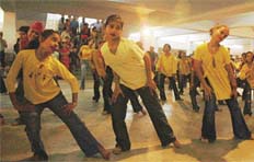 Students of BSCM, Chandigarh Road, perform a dance on the concluding day of their summer camp in Ludhiana