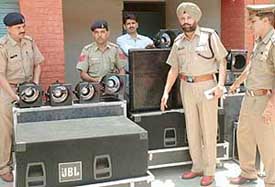 DJ system worth Rs 4.5 lakh, recovered from two minor boys, lying at Sector 31 police station in Chandigarh