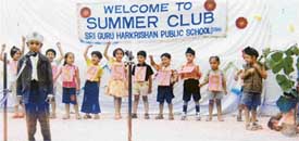 Students of Sri Guru Harkrishan Public School, Doraha, enjoy dancing during the concluding day function of their summer camp 