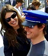A video grab shows US actress Katie Holmes and film star Tom Cruise at a train station in Paris