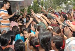 B.Ed aspirants await their turn to get an admit card at the examination centre set up at Lyallpur Khalsa College in Jalandhar on Saturday.