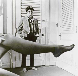 Anne Bancrofts shapely leg beckons a reluctant Dustin Hoffman in the famous seduction scene from The Graduate