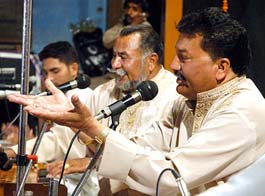 The Wadali brothers, Puran Chand and Pyare Lal perform on the concluding day of the two-day music and dance festival organised by the Pracheen Kala Kendra, Chandigarh, in Shimla on Saturday evening.
