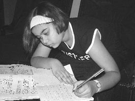 Khushboo, a nine-year-old student of St Marys School in Hisar, who is an expert in mirror writing