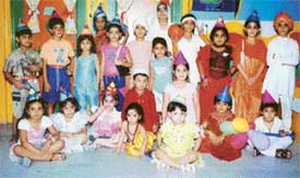 Children sing a group song during a summer camp at Golden Time Pre-Nursery and Nursery School, Janata Enclave