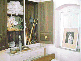 Swords owned by Master Tara Singh can be seen in the old cupboard.