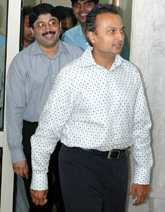 Chairman of Reliance Infocomm Anil Ambani comes out after meeting Mr Dayanidhi Maran, Union Minister for Communication & Information Technology, in New Delhi 