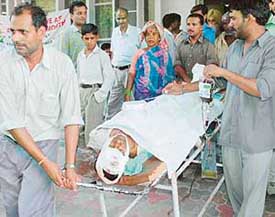 One of the injured being shifted to the PGI on Wednesday