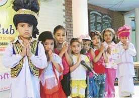 Tiny-tots of City Blossom Club participate in a function held on the concluding day of the summer camp in Ludhiana