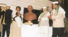The authorities of Pietermaritzburg city in South Africa receive a young Mahatma Gandhi's bronze bust.