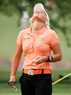 Nicole Perrot of Chile waits to putt on the 17th hole during the second round of the 60th US Womens Open at Cherry Hills Village, Denver, Colorado