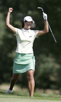 Birdie Kim of South Korea rejoices on winning the 60th US Womens Open golf championship at Cherry Hills Country Club in Colorado