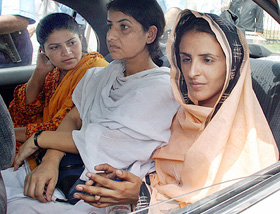 Pakistani gang rape victim Mukhtaran Mai leaves after appearing at the Supreme Court in Islamabad 