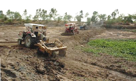The ground work for the bridge in progress near Kanya Hussaini village in Ludhiana district.