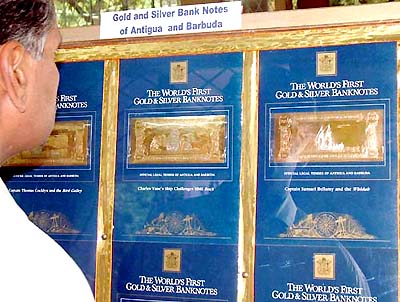 A rare collection of worlds first gold and silver bank notes on display at an exhibition organised by Karnataka Numismatic Society in Bangalore on Tuesday