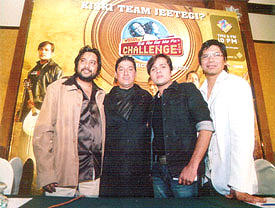 Ismail Darbar, Aadesh Shrivastava, Himesh Reshammiya and Shaan at the pre-launch party of Hero Honda Sa Re Ga Ma Pa Challenge 2005 in the Capital. 