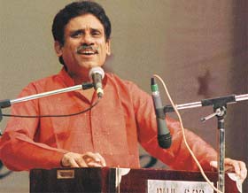 Singer Vinod Sehgal performs during the 200th anniversary celebrations of the State Bank of India at Moti Ram Arya School, Sector 27, Chandigarh