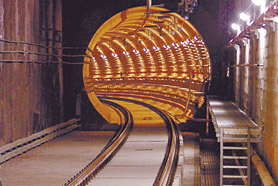A view of the metro tunnel connecting Central Secretariat and Kashmere Gate which will be thrown open to the public on Sunday.