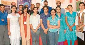 Scholarship holders attend an education fair under Edu France programmes at Shivalik View, Sector 17, Chandigarh, on Saturday. 