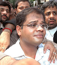 Amit Jogi, son of former Chhattisgarh Chief Minister Ajit Jogi, who has been arrested in connection with the murder of NCP leader Avtar Singh Jaggi, being produced at Patiala court by the CBI in New Delhi on Saturday.