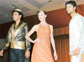 Models display the outfits created by the students of JD Institute at MIX MASTERS organised at Guru Nanak Bhavan