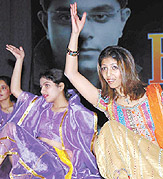 Stuti, the main choreographer of the show, 'Broadway to Bollywood'05', organised by Zephyr, perform at Siri Fort auditorium in the Capital on Tuesday