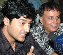 Mr Ansh Batra actor (left) and Mr Rajoo Kariya, Director of Kabhi Alvida Na Kehna, at a press conference at the Chandigarh Press Club, Chandigarh, on Wednesday.
