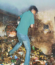 Fire breaks out in a confectionary shop at Sham Nagar on Wednesday. 