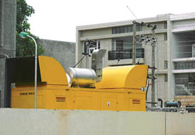 A view of the generator, installed at the BSNL exchange in Phase 3-A, Mohali, whose exhaust faces a row of houses, causing problems for the residents.