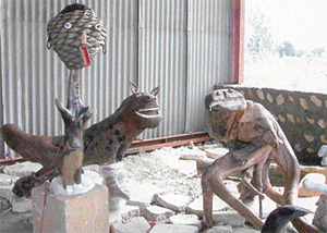 The unusual driftwood museum at the nature park on the Talwara-Mukerian highway.
